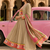Beige ethnic printed satin stitched anarkali kurta set with straight pant for women