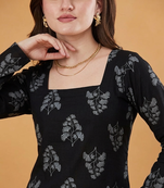 Indian handmade block printed women's rayon fabric designer black tops & tunics