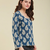 Women's rayon printed designer casual wear blue short kurti