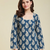 Women's rayon printed designer casual wear blue short kurti