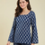 Party wear fashionable indian designer handprinted short ethnic blue short kurti