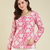 Casual wear pink floral indian handmade handprinted rayon short kurti