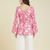 Casual wear pink floral indian handmade handprinted rayon short kurti