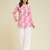 Casual wear pink floral indian handmade handprinted rayon short kurti
