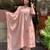 Pink chanderi silk sequin embroidered v neck kurta set with chanderi dupatta