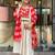 Women cream silk sequin embroidery kurta set with red jacquard silk dupatta salwar suit