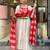 Women cream silk sequin embroidery kurta set with red jacquard silk dupatta salwar suit