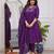 Lavender rayon silk sequin embroidered v neck kurta set with chanderi dupatta
