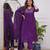 Lavender rayon silk sequin embroidered v neck kurta set with chanderi dupatta