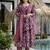 Maroon rayon silk printed u neck kurta set with printed linen silk dupatta