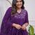 Lavender rayon silk sequin embroidered v neck kurta set with chanderi dupatta