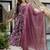 Maroon rayon silk printed u neck kurta set with printed linen silk dupatta