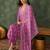 Onion floral rayon silk v-neck kurta set with organza dupatta