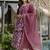 Maroon rayon silk printed u neck kurta set with printed linen silk dupatta