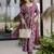 Maroon rayon silk printed u neck kurta set with printed linen silk dupatta