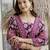 Maroon rayon silk printed u neck kurta set with printed linen silk dupatta