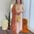 Cream viscose silk sequin embroidered kurta set with orange dupatta