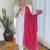 White viscose silk sequin embroidered v neck kurta set with pink dupatta