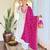 White viscose silk sequin embroidered v neck kurta set with pink dupatta