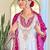 White viscose silk sequin embroidered v neck kurta set with pink dupatta