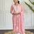 Pink cotton silk lakhanavi embroidered round neck kurta set with nazmin dupatta