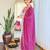 White viscose silk sequin embroidered v neck kurta set with pink dupatta
