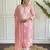 Pink cotton silk lakhanavi embroidered round neck kurta set with nazmin dupatta