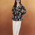 Women's rayon printed black casual top