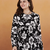 Women's rayon printed black casual top
