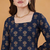 Women's rayon handprinted designer casual wear ethnic blue short kurti