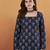 Women's rayon handprinted designer casual wear ethnic blue short kurti
