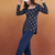 Women's rayon handprinted designer casual wear ethnic blue short kurti