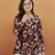 Women's rayon handprinted designer casual wear ethnic maroon short kurti