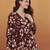 Women's rayon handprinted designer casual wear ethnic maroon short kurti
