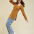 Women's rayon handprinted designer casual wear ethnic orange short kurti