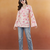 handmade block printed rayon fabric designer pink tops & tunics