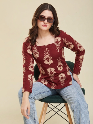 handmade block printed rayon fabric designer wine tops & tunics 2