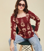 handmade block printed rayon fabric designer wine tops & tunics