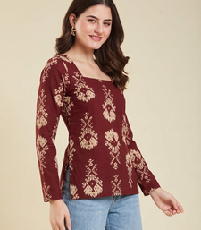 handmade block printed rayon fabric designer wine tops & tunics