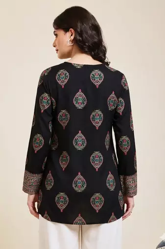 Pack of 1 handmade block printed rayon fabric designer tops & tunics