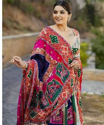 Navratri Printed Lehenga Choli in Heavy Muslin Cotton with Real Mirror Work 3