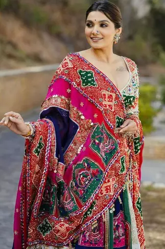 Navratri Printed Lehenga Choli in Heavy Muslin Cotton with Real Mirror Work