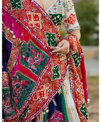 Navratri Printed Lehenga Choli in Heavy Muslin Cotton with Real Mirror Work 4