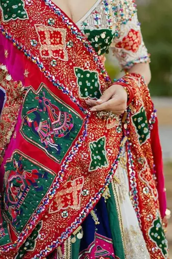 Navratri Printed Lehenga Choli in Heavy Muslin Cotton with Real Mirror Work