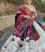 Navratri Printed Lehenga Choli in Heavy Muslin Cotton with Real Mirror Work