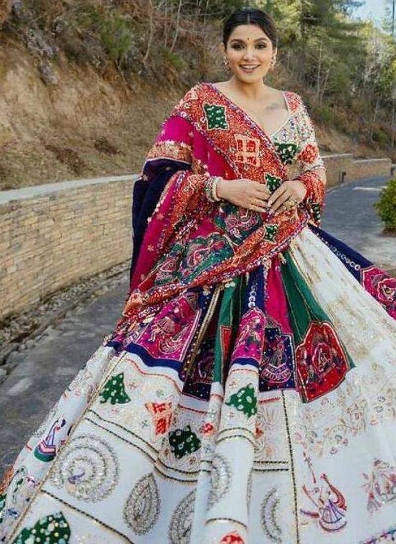 Navratri Printed Lehenga Choli in Heavy Muslin Cotton with Real Mirror Work