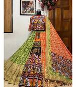 Navratri Printed Lehenga Choli in Heavy Muslin Cotton with Real Mirror Work