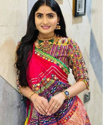 Navratri Printed Lehenga Choli in Heavy Muslin Cotton with Real Mirror Work 2