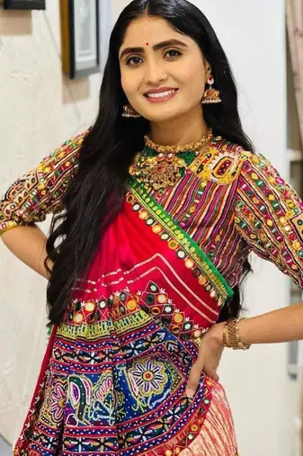 Navratri Printed Lehenga Choli in Heavy Muslin Cotton with Real Mirror Work
