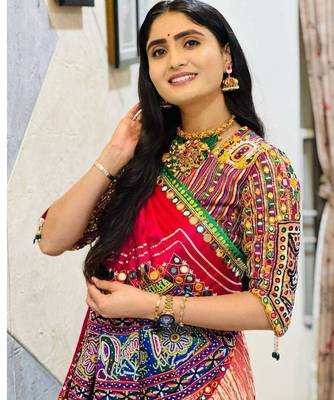 Navratri Printed Lehenga Choli in Heavy Muslin Cotton with Real Mirror Work 5
